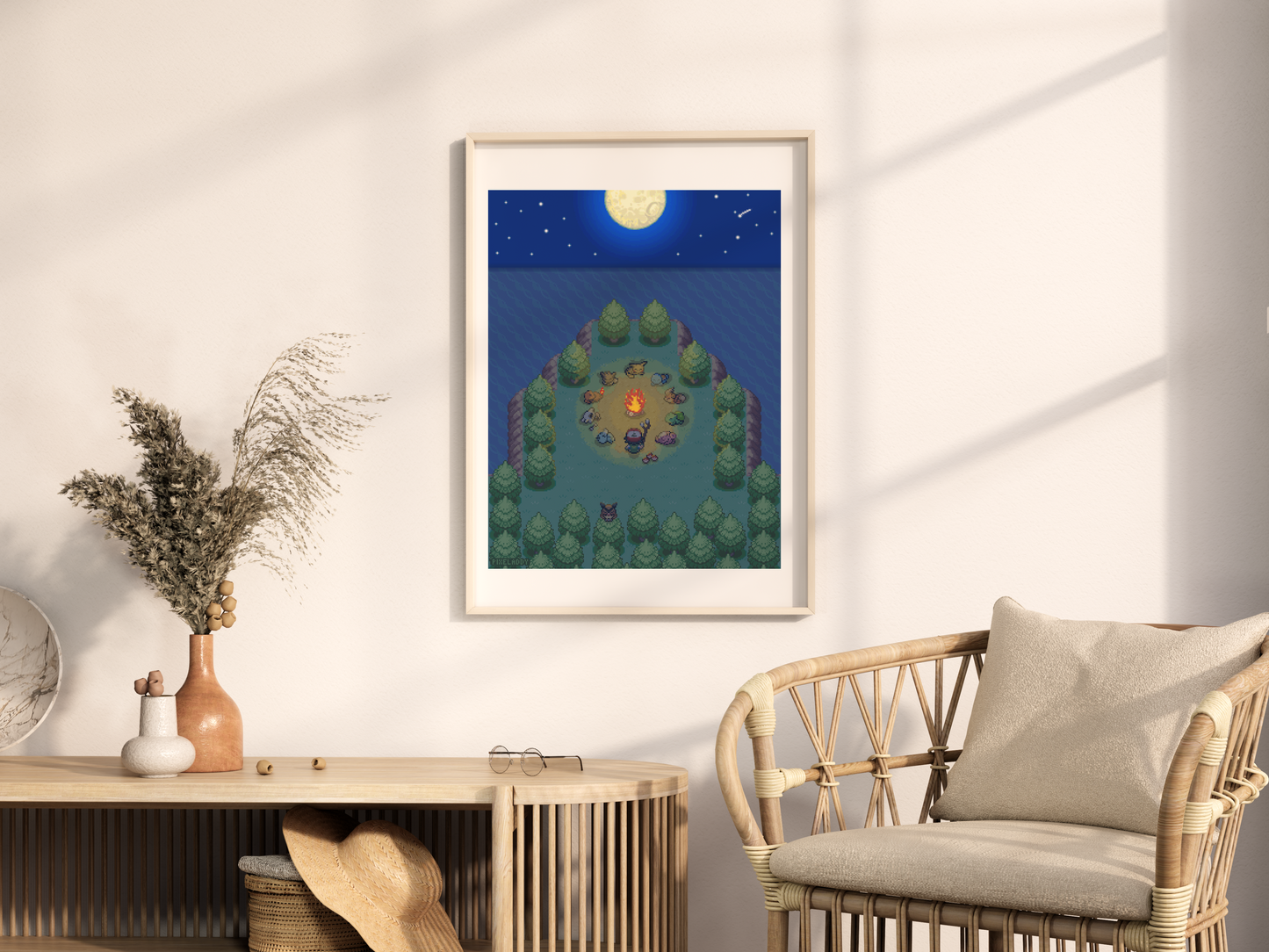 Cozy Night Campfire Print