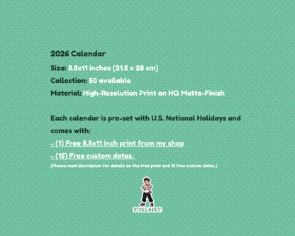 Calendario Pixeladdy 2026