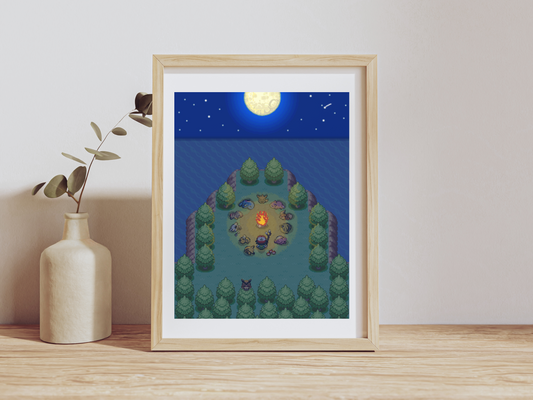 Cozy Night Campfire Print