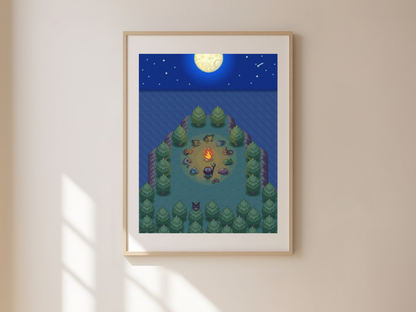 Cozy Night Campfire Print